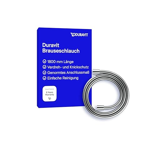 Duravit Universal Brauseschlauch, flexibler Duschschlauch 1,80 m mit Verdrehschutz, knickfest, Chrom
