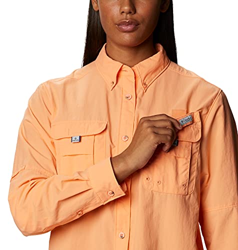 Columbia Women's Pfg Bahama Ii Long Sleeve Shirt, Breathable, Uv Protection, Bright Nectar, Small #TOP3