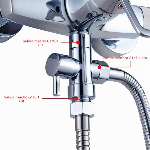 Miniatura 4 de Perfetsell Valvula Desviadora 3 Vias De G1 2 Valvula Ducha 3 Vias Recambios Columna Ducha Con Forma De T Válvula Desvío Ducha Válvula Mezcla 3 Vías G1 2 Para Tuberías De 20 Mm De Diámetro
