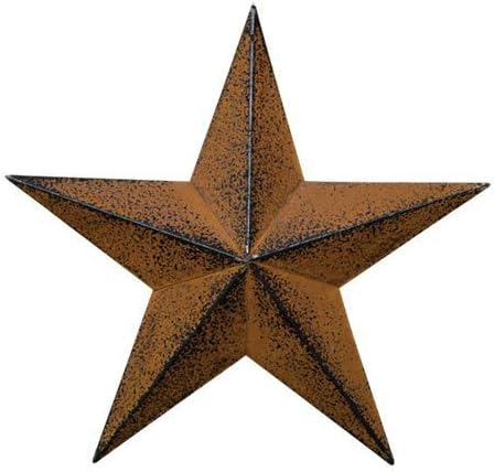 Small Dimensional Primitive Rustic Steel Metal Barn Star Hanger, 8-inch, Rust/Black