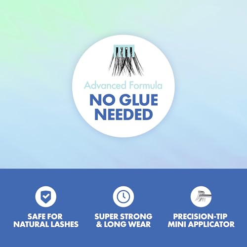 i-ENVY Press&Go Waterproof Self-Adhesive Eyelashes, No Glue Needed 22 False Lash Clusters, Reusable 1 Step Press-On Lashes, No Damage or Residue (Waterproof Volume With Applicator Kit)