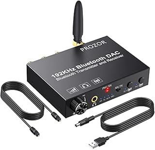 PROZOR 192KHz DAC Digital to Analog Audio Converter with Bluetooth 5.0 Audio Transmitter and Receiver, Optical to RCA Converter with aptX HD aptx Low Latency Wireless Audio Adapter