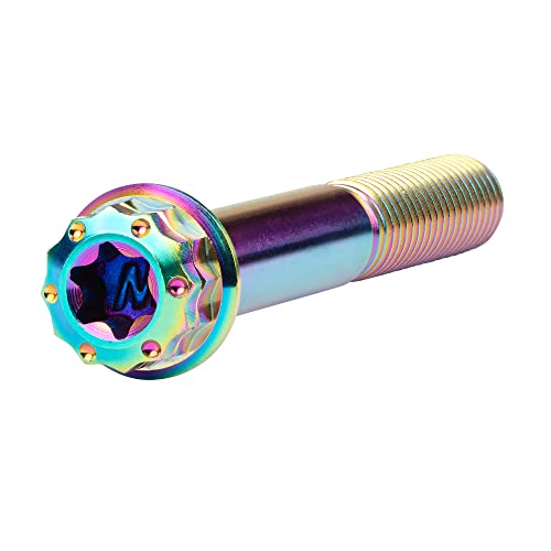 Image of Titanium Flange 12 Point Head M8 x15 20 25 30 35 40 45 50 55 60 65mm Screw Bolt Pack of 4 (M8x55mm, Rainbow)