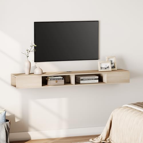 WAMPAT 70" Floating TV Stand for TVs up to 80 Inch, Natural