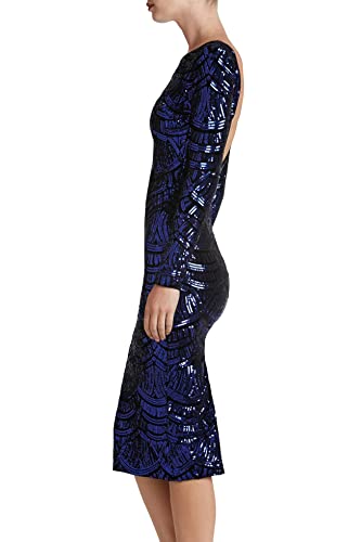Image of Dress The Population Womens Emery Long Sleeve Stretch Sequin Midi Sheath Ddr147
