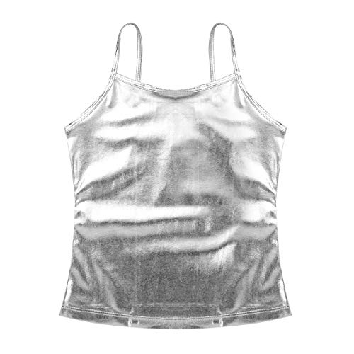 Mufeng Kids Girls' Metallic Camisole Tops Gymnastics Sports Tank Crop Vest Yoga Dance Tshirt Clothes3