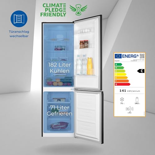 Exquisit Koel-vriescombinatie KGC265-70-NF-040C inoxlook-az | 253 l volume | koelvriescombinatie No-Frost | deuraanslag verwisselbaar | koelvriescombinatie vrijstaand - Image 3