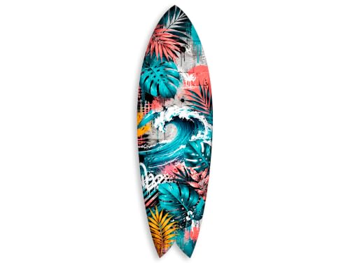 Planche surf déco jungle wave pour décoration murale de loft