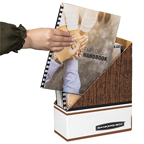 Bankers Box 07223 Corrugated Cardboard Magazine File, 4 X 9 X 11 1/2, Wood Grain (Case Of 12), White, 1 Lb #TOP4