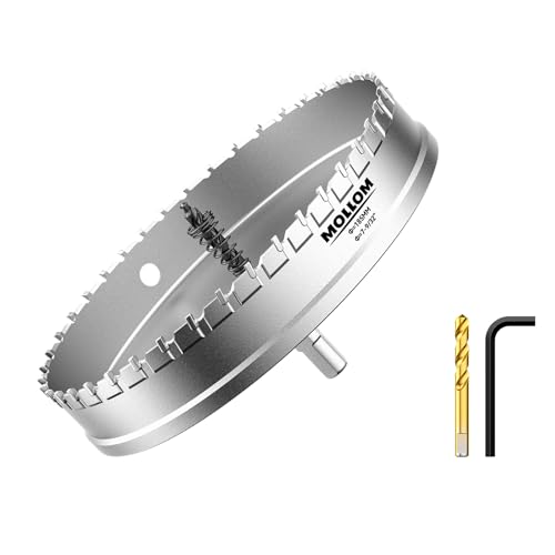 Mollom 7-9/32" (185mm) Heavy Duty Carbide Hole Saw with 2 Pilot Bits