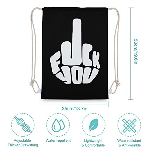 Fuck You Canvas Drawstring Backpack Fashionable Sports Sackpack Personalized Shoulder Bag for Men Women 35x50cm2