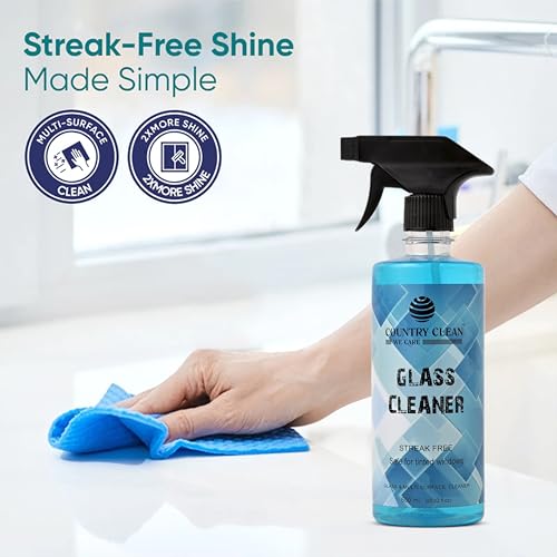 Image of Glass Cleaner Spray- 500 ml, Round Bottle Car Glass Cleaner Liquid and All Surface Solution for Car, Kitchen and Home Surfaces with microfiber cloth