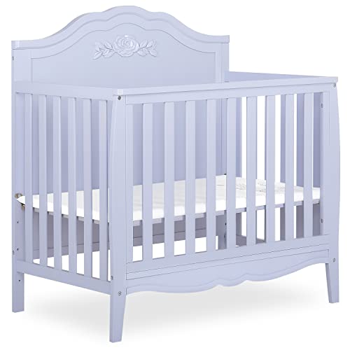 Image of Dream On Me Rose 4-in-1 Convertible Mini Baby Crib in Lavendar, GreenGuard Gold & JPMA, Hand Crafted & Loved, Sustainable Pinewood, Convert to Day & Twin Bed, 3 Mattress Heights, 1″ Mattress Pad