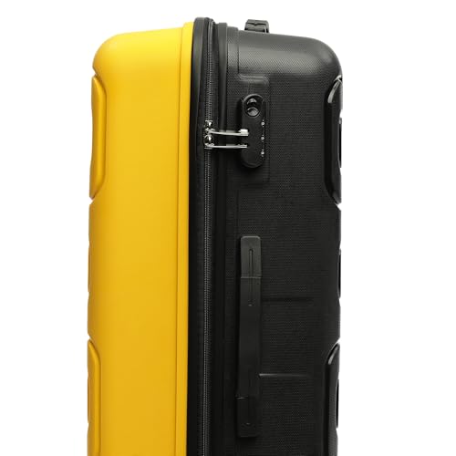Image of Yayavar Tokyo Textured Hard-Sided Suitcase Bag - 120L| Dual Color Trolley with 4 Spinner Wheels, Number Lock, Water Resistant | Luggage Bag for Travel (Yellow & Black, 75cm, Large)