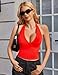 Avidlove Women's Halter Crop Top Sexy Deep V Neck Tank Crop Top Going Out Backless Summer Slim Tank Tops Red