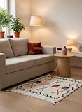 Tapis en laine tissée à la main - Azilal marocain authentique - 100% laine naturelle - Design bohème unique - Respectueux de l'environnement et éthique