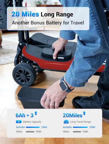 Image of Aotedor Foldable Mobility Scooter for Seniors, 20 Miles Long Range Safe & Comfortable Lightweight Folding Scooter with 275lb Capacity All-Terrain Airline Cruise & FSA Approved - Extended Range