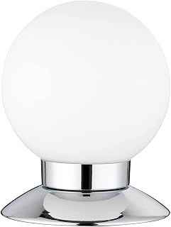 Reality Leuchten LED Tischleuchte, Metall Chrom, Glas opal weiß matt, inkl. 3 Watt LED, R52551906 Princess, 10 x 10 x 13 cm