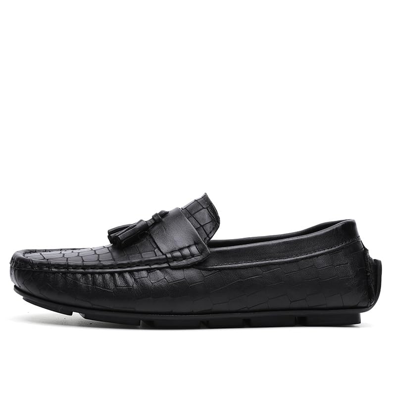 Loafers for Men Round Toe Leather with Tassel Driving Moccasins Loafers Lightweight Slip Resistant Flat Heel Outdoor Slip-ons2