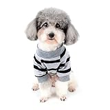 Zunea Hunde-Shirts für Kleine Hunde Sommer Basic T-Shirt Streifen Welpen Kleidung Pailletten Liebe Herz Sweatshirt Weiche Baumwolle Tee Shirt Haustier Kleidung Pullover Chihuahua Bekleidung Grau XL