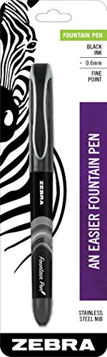 Zebra Pen Fountain Pen, 1-Pack Black Ink, 0.6mm Fine...