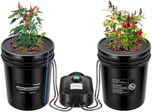 VIVOSUN DWC Hydroponics Grow System with Top Drip Kit, 5-Gallon D...