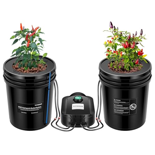 VIVOSUN DWC Hydroponics Grow System with Top Drip Kit, 5-Gallon D...