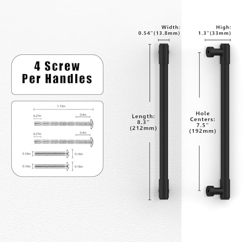 Talentedeco 10 Pack Matte Black Cabinet Pulls 7.5 Inch(192mm) Kitchen Cabinet Handles Cabinet Hardware for Drawer Pulls by Talentedeco - Used condition - Image 2