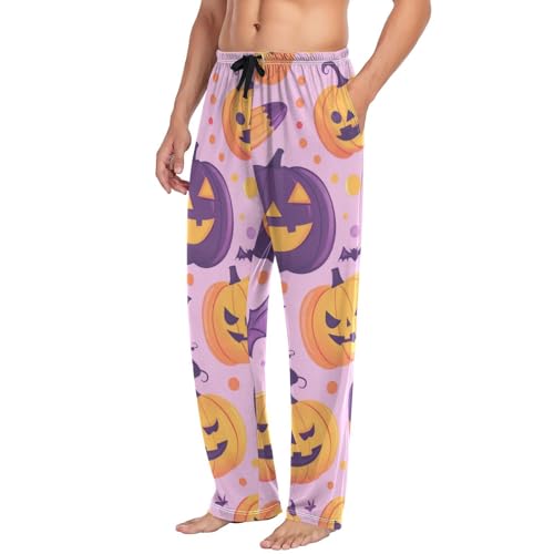 Men's Pajama Pants Cute Pumpkins Halloween Sleep Pajama Lounge Pant with Pockets, Elastic Waistband4