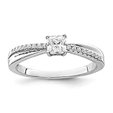 925 Sterling Silver Cubic Zirconia Cz Band Ring Size 7.00 Stone Engagement Solitaire Side Fancy Pave Promise Fine Jewelry For Women Gifts For Her