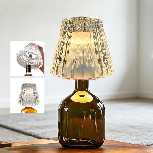 HOMHOW Wireless Wine Bottle Lamp for Liquor Bottles 3 Color Rechargeable