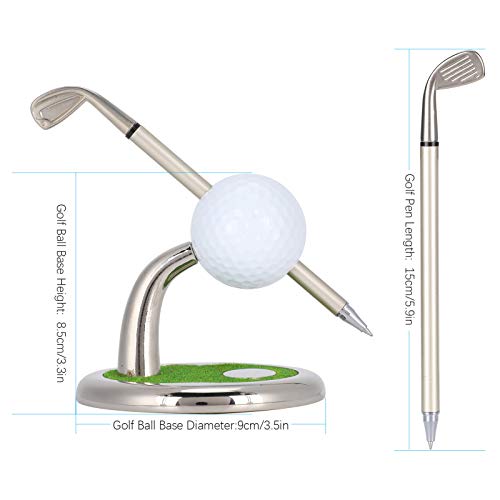 Keenso-Juego-de-boligrafos-de-Golf-Juego-de-boligrafos-de-Golf-de-Escritorio-de-aleacion-de-Zinc-Duradero-practico-para-Regalos-con-Reloj-y-Base-de-Soporte
