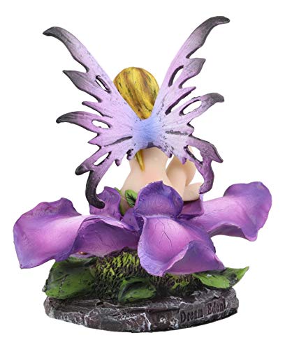 Ebros Beautiful Blonde Fairy Petunia With Ladybug And Purple Iris Flower Blossom Statue 4.5" Tall Mythical Fantasy Fae Magic Faery Pixies Sprites And Angels Themed Decor Figurine Sculpture #TOP3