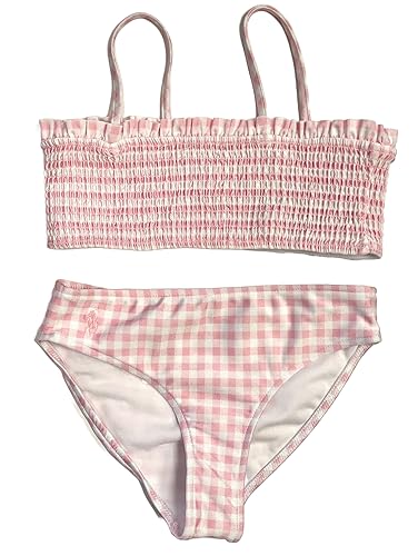 POLO RALPH LAUREN Girls Bikini Gingham Two Piece Swimsuit Big Kids (Pink, 7)