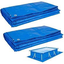 2 pcs Heavy-Duty Pool Pads for Above Ground Pool - 6.5ft x 9.8ft Rectangular Waterproof PE Swimming Pools Liner Mat Tarp to Prevent Punctures and Weed Barrier