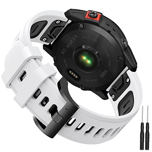 TOPsic Fenix - Pulsera de repuesto de silicona para Garmin Fenix 6X/Fenix 6X Pro/Fenix 5X/Fenix 5X Plus/Fenix 7X/Fenix 3/Fenix 3 HR/Tactix/Descent MK1/D2 Delta PX/D2, correa ajustable