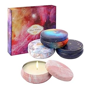 TOUVE Geurkaarsen, cadeauset, cadeaus voor vrouwen, 4 x 4,0 oz, sojawas, aromatherapie, kaarsensets voor stressvermindering en ontspanning van het lichaam, cadeaus voor Kerstmis, verjaardag, Valentijnsdag, badkamer, yoga