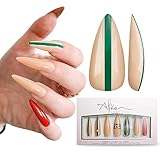 Bee Stripe long stiletto 20pcs full cover Press On false nails - Nail Tips 10 sizes.