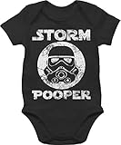 Statement Sprüche Baby - Storm Pooper Vintage - 1/3 Monate - Schwarz - Storm Pooper - BZ10 - Baby Body Kurzarm für Jungen und Mädchen