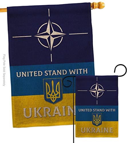 Ukraine Flag NATO Stand with Ukraine Garden House Flag-Set Support Cause Ukrainian Decoration Banner Small Yard Gift Double-Sided, Made in USA