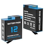 1 pièce Lot de 2 batteries 2000 mAh pour caméra de sport Go Pro Hero 12/11/10/9 (1 paquet), batteries de rechange Li-ion ultra haute capacité (Hero 12/11/10/9, A)