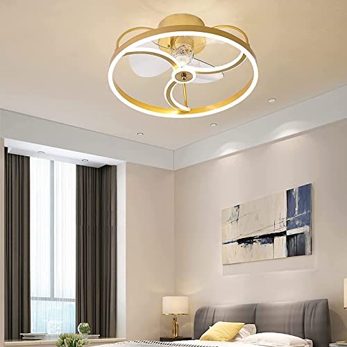 Ventilateur De Plafond Silencieux à LED Avec éclairage, Plafonnier De Chambre à Coucher 53W, Avec Télécommande Et Lampe à Intensité Variable Avec Ventilateur Aluminium Lampes,50cm Cover