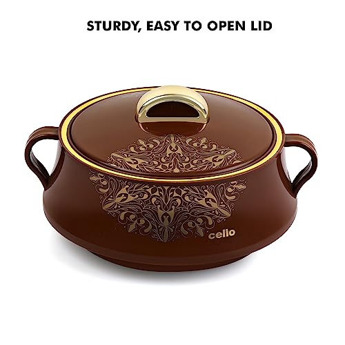 Image of CELLO Midas Casserole Hot Pot Box for Daily Use & Kitchen 1500 ml, Brown | BPA Free Serving Inner Steel Insulated Food Grade Airtight Sturdy Handle Casseroles Case Set for Roti Chapati Rice Biryani