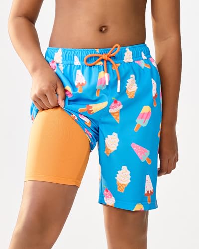 Image of maamgic Boys Swim Trunks with Compression Liner Quick Dry Swim Shorts Anti-Chafe Boy Bathing Suit