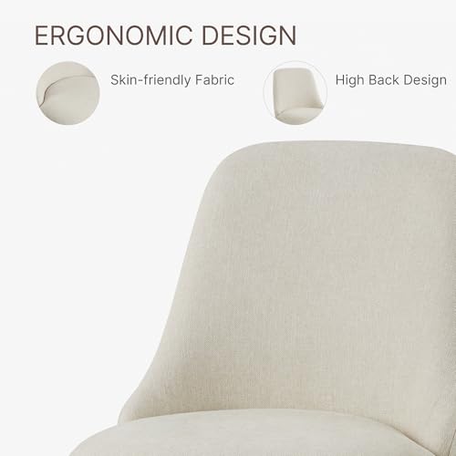 KISLOT Swivel Dining Chairs Set of 2, Upholstered Mid Century Modern Deskchair with High Back, Linen Fabric Kitchen Chairs for Dining Room, Bedroom, Dressing Room, Linen by KISLOT - Used condition - Image 4