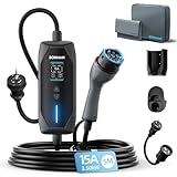 bokman Type 2 EV Charger, (15A+10A Adapter/3.5kW/5M) Portable Home Charger with Australian 15A Plug Compatible with Tesla Model3/Y/Atto 3/MG4/Polestar2/EV6/IONIQ5