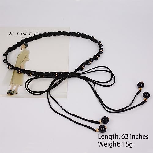 Eartif Pearl Tassel Braided Belts for Women - Skinny Woven Chains & Rope Belly Waist Chains for Dress2