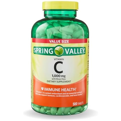Spring Valley Vitamin C 1000mg with Rose HIPS Tablets Dietary Supplement, 500 Count, Antioxidant Protection* (Pack of 1) Cover