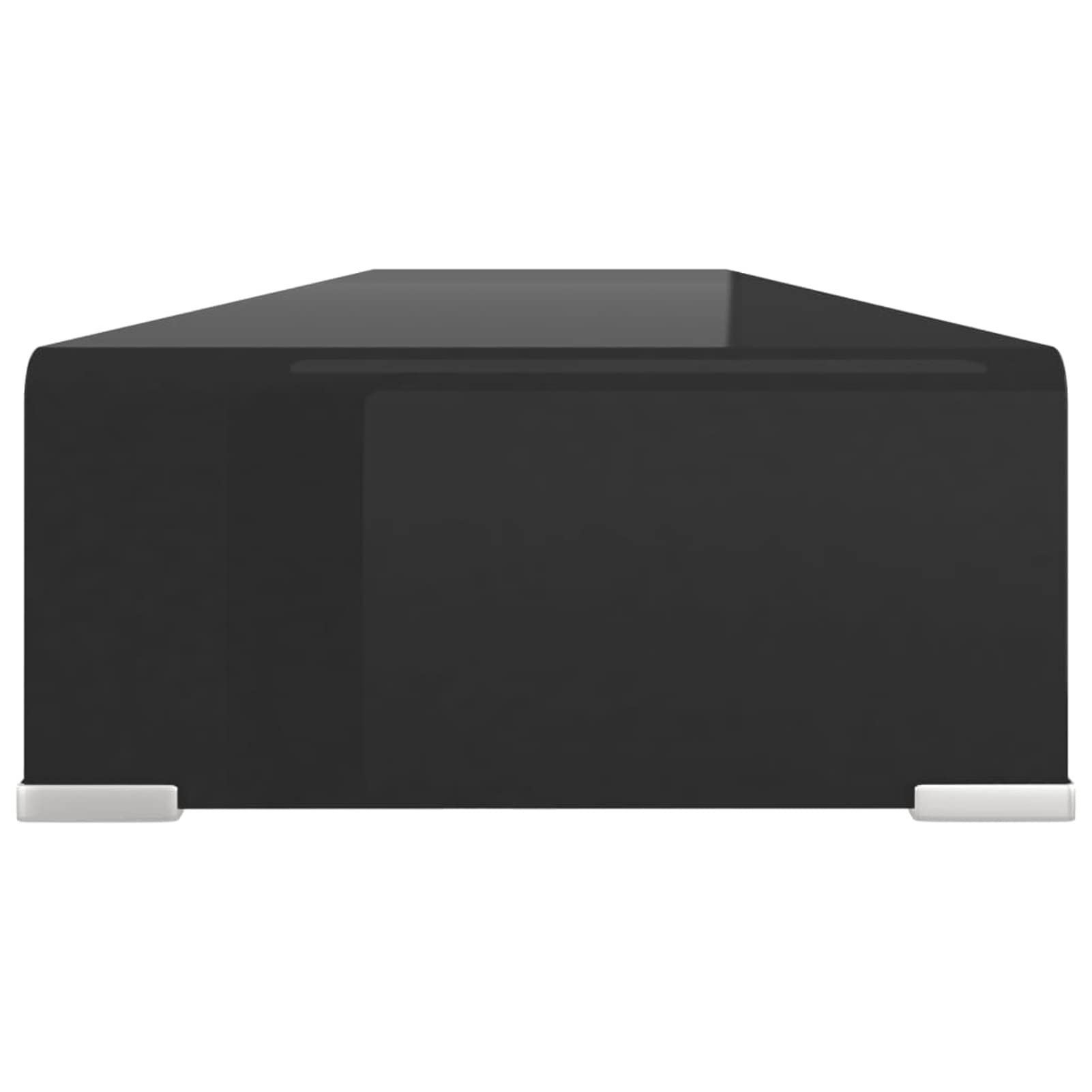 Homgoday Supporto per Monitor, Supporto TV/Rialzo Monitor in Vetro Nero 120x30x13 cm, Mobile Porta TV, Organizer da Scrivania per Ufficio e Casa, Supporto TV per Computer,Laptop PC iMac