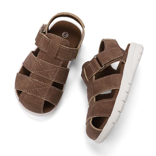Image of Luffymomo Toddler Kids Closed Toe Fisherman Sandals | Boys Girls Lightweight Shoes,Adjustable Beach Summer Sandal